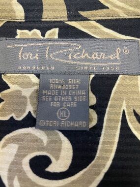 Tori Richard Black Top with Gold & Cream Floral Print